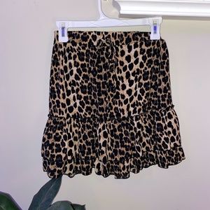 Cheetah Print Ruffle Mini Skirt